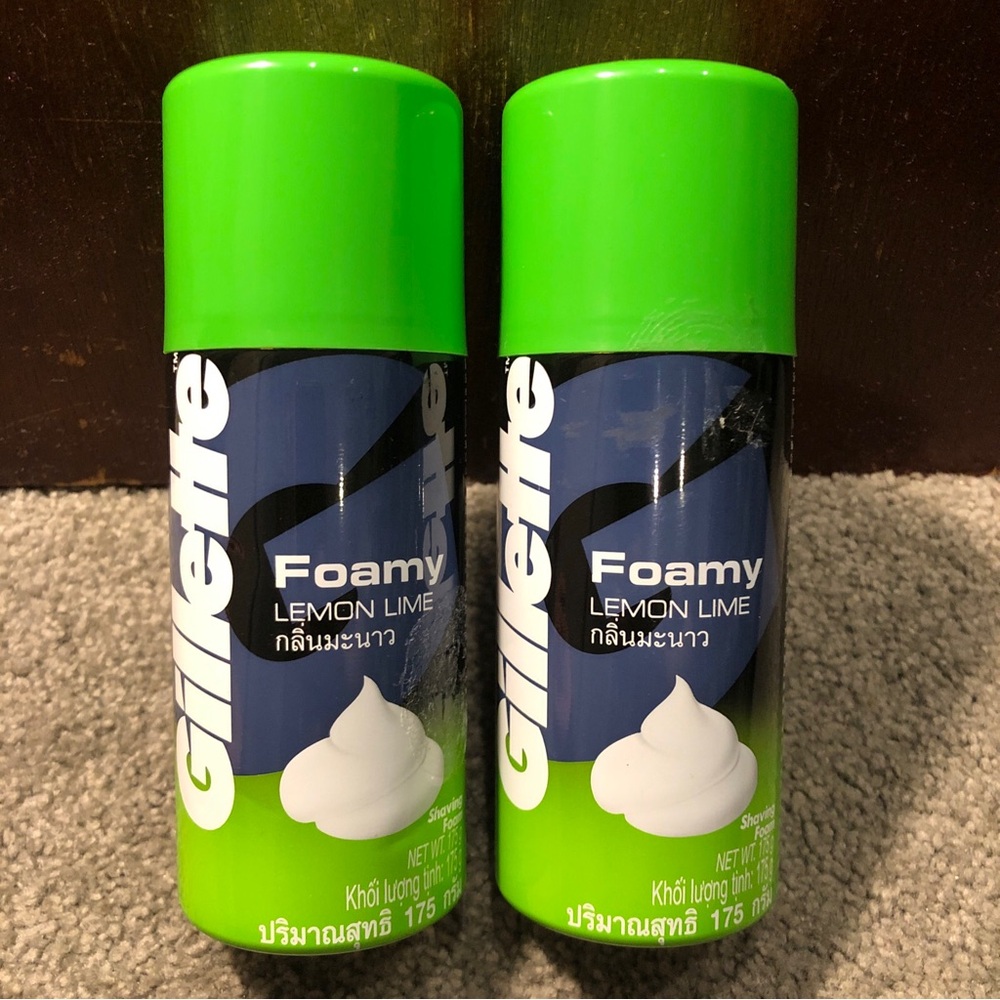X2 Gillette Lemon-Lime Shave Foam Shaving Cream 6.2oz (175g)